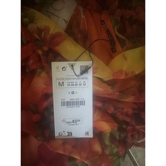 NWT Zara M Long Printed Tissue Dress Stretch - Picture 5 of 11